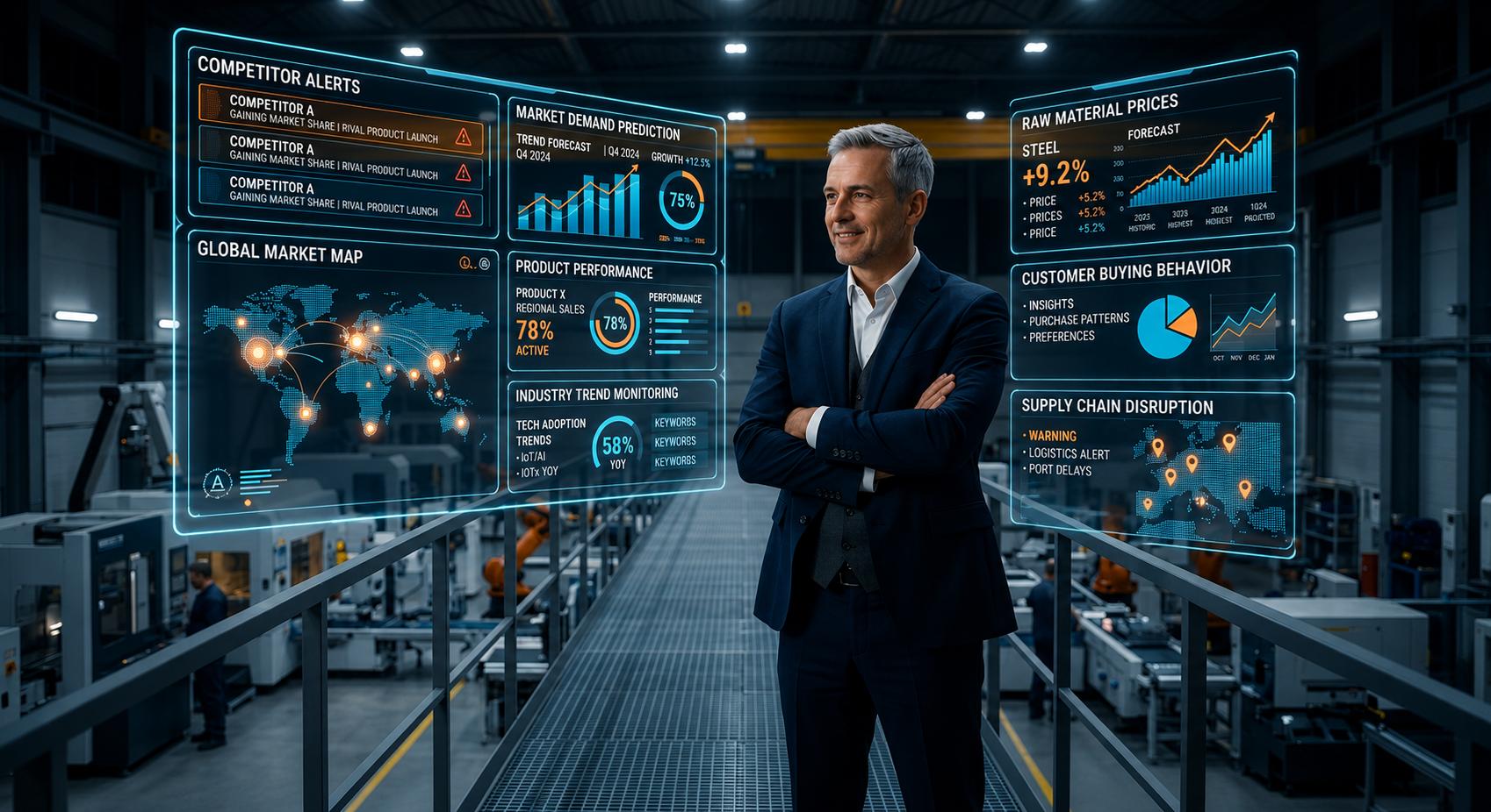 Vistaar AI market intelligence dashboard helping manufacturers track competitor moves and market trends